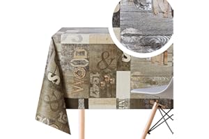 KP HOME Oscuro Loft Mantel PVC - Estilo Industrial Gris y Marrón Patrón de Madera Rústico Mantel Hule 250x140 - Fácil de Limpiar Plástico Mantel Hule Mesa Rectangular - Lavable Hules Para Mesas Rectangular