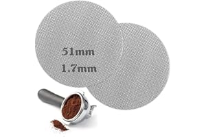 RUOXIXI 2 Piezas Portafiltros Esppresso Colador inferior,150um Pantalla de Disco Espresso Filtro Cafe Pantalla de 1,7 mm de Grosor,Café Reutilizable de Ducha inferior para Cesta,Puck Colador de 51mm