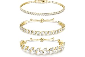 Dochais 3 stycken guld tennisarmband, glänsande damarmband, öppna manschetter, kubisk zirkonia-armband, kristall dam tennisar