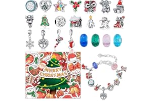 ZDQC Calendario Dell Avvento Bracciali,Calendario Avvento 2024 Donna Gioielli,Calendario Conto alla Rovescia Natale,Ciondoli Natalizi per Braccialetti,24 Regali Calendario Avvento