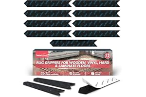 SOL 12pk Rug Grippers for Wooden, Laminate, Vinyl & Hard Floors – Anti Slip Underlay Pads – Strong Carpet Holders for Mats & Rugs – Non Slip Alternative to Tape for Secure Grip & Floor Protection
