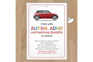 Funky Monkey House Autism Car Sign -DISABILITY ADHD SEN Awareness Sign for Emergency services AUTC3
