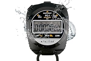 SCHÜTT STOPPUHREN Schütt Profi Stoppuhr PC-1 | Wasserdicht IP67 | Ganz einfach: nur Start - Stopp & Reset | Display & Ton EIN- & Ausschaltbar | Großes einzeiliges Display | Druckpunktmechanik