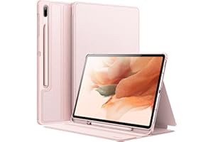 JETech Etui dla Samsung Galaxy Tab S8 Plus 2022 / S7 FE 2021 / S7 Plus 2020 12,4 Cala z S Pen Uchwytem, Slim Folio Stojak Ochronny Tabletu Case, Wiele Kąta Widzenia Oglądanie (Pinkgold)