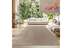 TT Home Alfombra Salón Pelo Corto Monocolor Diseño Moderno Lavable, Color:Taupe, Tamaño:160x220 cm