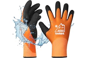 ORISTOUT Guanti da lavoro invernali impermeabili per uomini e donne, guanti da congelatore per lavorare in freezer, guanti da pesca isolati termici, super grip, arancione, taglia M