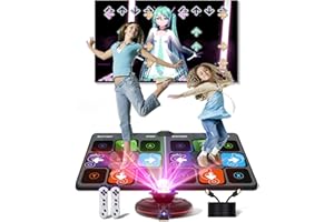 LEO WAY Dance Mat, Dance Pad with HD Camera, Double/Single User Dance Floor Mat with Wireless Handle, HDMI Dance Step Pad Game for TV, Non-Slip Dancing Mat for Kids Adults, Gift for Girls Boys (Black)