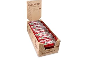 ‎HAFERVOLL HAFERVOLL Organic Flapjack Cranberry & Cacoa Nib, 18 x 60 g Müsliriegel - Bio-zertifiziert, Vegan, Mit Dattelsirup, ohne Zusatz von Zucker, Hafer, im Ofen gebacken