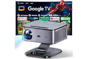 【1500 ANSI/Google TV/Auto Focus】 XIWBSY Videoprojecteur 4K Supporté, 38000 Lumen FHD, 360° Rotation, Projecteur Video 4K Contrôle Vocal, Retroprojecteur WiFi6 Bluetooth 5.3
