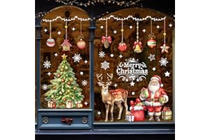 Edonkvi Adesivi Natalizi per Finestre 86 Pezzi, Vetrofanie Natalizie Grandi Decorazioni Natale Casa, Riutilizzabili Fiocchi di Neve Stickers Decalcomanie per Addobbi Vetrine Negozio Ufficio Porte