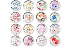 JJ PRIME - 16 Aimants pour Frigo | Aimant Rond pour Réfrigérateur | Mini Accessoires pour Réfrigérateur | Aimants Artisanaux | Petits Aimants pour Tableau Blanc, Bureau (Fleurs)