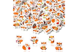 ANGOLIO Mini-Radiergummi, Motiv: Herbst-Fuchs, Großpackung – 60 Stück, Herbst-Tier-Radiergummis für Kinder, Schulbedarf, Partyzubehör, Geschenktüten