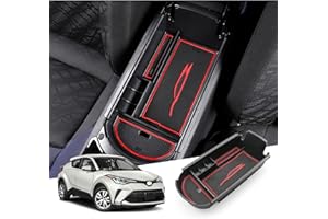 GAFAT Toyot-a C-HR 2016-2022 2023 Vano Portaoggetti per Bracciolo Console Centrale, CHR Braccioli Organizer Contenitore Portaoggetti, Compatibile con Accessori Toyota CHR (Rosso)
