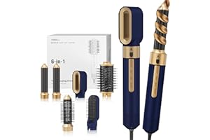 Brolteja Air Styler 6 in 1, Air Styler Set Spazzola Asciugacapelli Multifunzione,Con Spazzola Lisciante, Ferro Arricciacapelli ad aria Calda, Styling Arricciatura Raddrizzamento