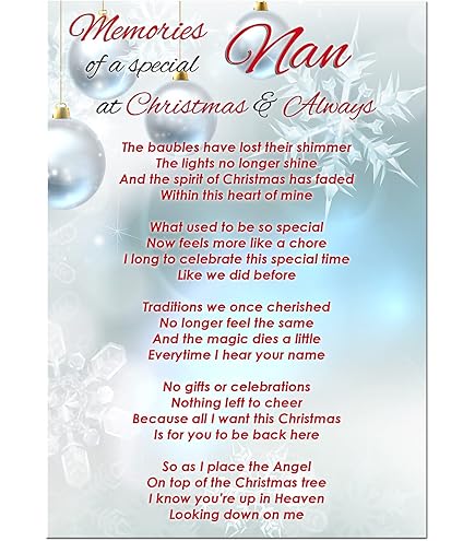 To A Special Nan At Christmas Memorial Graveside Poem Card - View #11