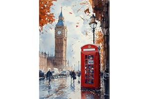 DAERLE 5D DIY Diamond Painting Kit Completo Vecchia Londra Vista dalla strada, Diamantini Strass Ricamo a Punto per Adulti, Kit per Pittura Diamante Mosaico Fai Da Te Decorazione Casa 30x40cm