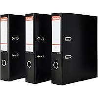 Folders For Paperwork A4 Esselte, A4 , 75 Mm Spine, 500 Sheets Capacity, PP, Plastic Cover, No. 1 Mechanism, Files & Folders, Black, Pack 10, 628545