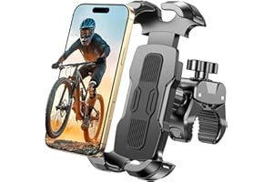 Rolgno Bike Phone Holder, [Quick Release & 360° Rotation] Motorbike Phone Mount, Secure Lock Motorcycle Phone Holder for 4.7"-6.9" Phones, Universal Handlebar Phone Mount for Bicycle/Moped/Scooter