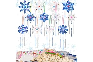 HGRGHH Campanelli a Vento in Legno per Bambini, 12 Pezzi Kit Campanelli a Vento Artigianali, Scacciapensieri Fai da Te per Bambini, Kit Artigianale Creativo Bambina, Regalo di Natale per Bambini
