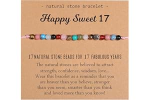 XKUZRWE Natural Crystal Milestone Birthday Bracelet Gifts for Girls Women, Happy Birthday Adjustable Bracelets Present Christmas Gift for Daughter Granddaughter Niece Sister Friends Mom Auntie