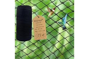 KEEPAA Filet Anti Oiseaux Jardin - 6mx12m Filet Poules 15mm Mailles - pour Volaille Poulailler Buissons de myrtilles Toits d'arbres fruitiers Anti Faucon Noir (6M*12M)