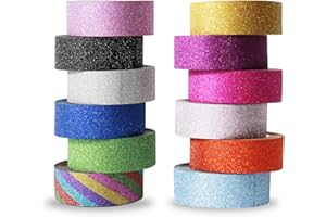 Ctpeng Glitzer Washi Tape Set - 10 Rollen, 10m x 17mm, Klebebänder für funkelnde DIY-Projekte