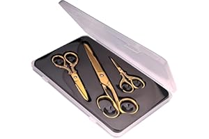 HUI TONG Golden Craft Forbici da ufficio, cancelleria, forbici di carta, manico in acciaio inox, adatte per l'uso in ufficio, studenti, artigianato, taglio tessuti e carta. 21,6 cm/12,7 cm/8,9 cm