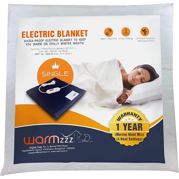Buy Warmzzz Wool Electric Blanket for Single Bed. Shock-Proof Heated Blanket  with 4 Heat Settings - Blue, wrinkle_resistant Online at Low Prices in  India - Amazon.in