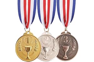 HoAhaMay 3pcs medaglie numeriche, medaglie in metallo con nastri, medaglie per bambini, premi per premi, giochi e competizioni sportive medaglie d'oro, d'argento e di bronzo, medaglie per i vincitori