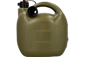 cartrend bensindunk, plast, bränsletank, reservbehållare, UN-certifierad, inklusive flexibel pip, skruvlock och markeringspenna, för diesel, bensin, olja, E10, grön, 5 liter