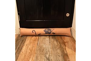 HOMETEX New Fabric Polycotton Draught Excluders Door Stoper Cushion Draft Insulator (Cat)