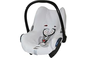 OLO BABY Summer Cover fits Maxi Cosi Cabriofix CAR SEAT Washable Cotton Towelling (white)
