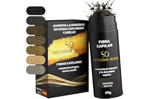 SD SALVATHOR DURAN Fibras Capilares Castaño Oscuro 25g | Fibra Capilar Hombre y Mujer para Cubrir Calvas, Disimular Calvicie y Aumentar Volumen Cabello | Fibras Capilares Resistentes al Agua con Efecto Natural