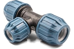 KNM TRADE T-Raccordo Ridotto in Polipropilene per Tubo PE 32mm x 25mm x 32mm – Raccordo a Compressione per Acqua Potabile, 16 Bar, Cert. DVGW/KIWA/WRAS