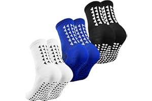 mtuihfo 3 Pairs Breathable Kids Grip Socks, Sweat-Absorbent Boys Socks, Grip Socks Football Kids for Running Hockey Football
