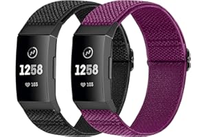 Janpso 2 Pack Bracelet de Remplacement Compatible avec Fitbit Charge 4 /Charge 3 /Charge 3 SE, Bande de Sport en Nylon Respirant Réglable pour Hommes Femmes