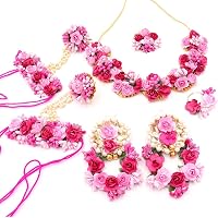 12seasons Handmade Flower Jewellery Set Nacklace, Earrings,Tika, For Women & Girls ( Mehandi/Haldi/Wedding/Bridal/Baby…