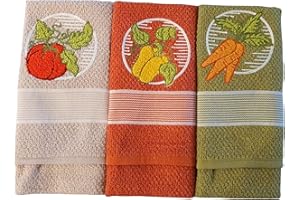 Vingi ALAMBRA Set Strofinacci Cucina Home CANOVACCI Cotone Moderni Ricamati (Fantasia 9)