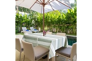 TOPCHANCES Nappe imperméable pour Jardin, terrasse, extérieur – Nappe avec Trou pour Parasol, Fermeture éclair, Facile à Nettoyer, pour Maison, café, Salle à Manger, Jardin, Barbecue, Pique-Nique, fête