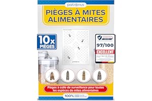 PATRONUS Piège à Mites Alimentaires [10 pièces Pack avantageux] - Contre Les Mites Alimentaires avec Un Effet d'attraction Maximal - Piège à phéromones avec Colle Haute Performance pour détecter l'infestation