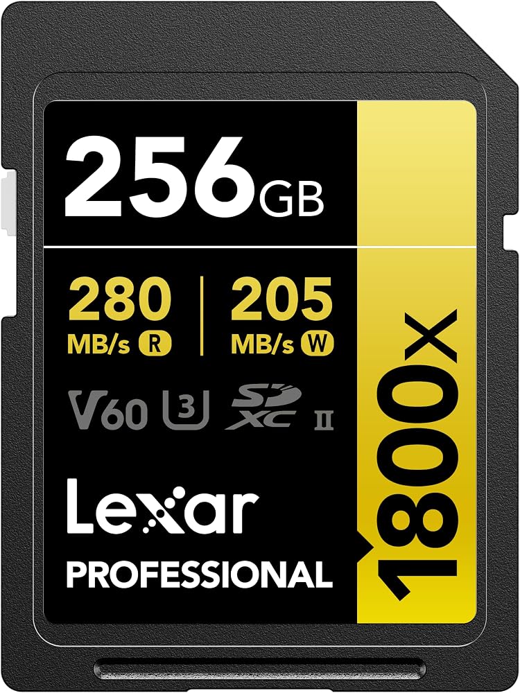LEXAR PROF 256GB 1800X SDXC UHS-II 270MB/s read 180MB/s write C10 V60 U3