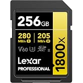LEXAR PROF 256GB 1800X SDXC UHS-II 270MB/s read 180MB/s write C10 V60 U3