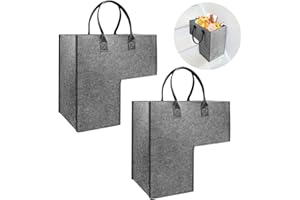 Foldable L-Shape Stair Basket Organiser, SMFANLIN Folding Fabric Staircase Storage Organizer with Faux Leather Handles, Large Stair Tidy Basket Bin for Laundry, Toys, Household Items