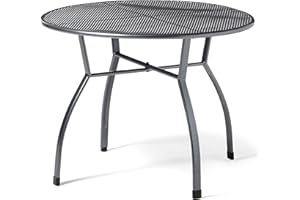 greemotion Table de jardin ronde Toulouse de 100 cm de diamètre – Table ronde grise en acier – Table extérieure pour 4 personnes - Table à manger design – Table moderne inoxydable