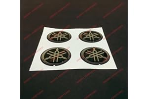 ADESIVI COMPULSIVI Kit de 4 adhesivos resinados con el emblema/logotipo de Yamaha con efecto 3DColor: negro + plateado.Para depósito o casco.