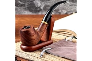 Joyoldelf Smoking Pipes, Rose Smoking Pipe, Deepened & Windproof Wooden Tobacco Pipe with A Foldable Tobacco Pipe Stand, Bonus A Gift Box