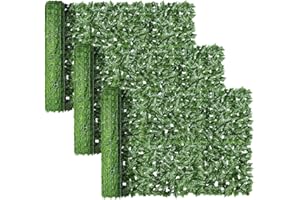 HOBUBU 3 PCS Artificial Ivy Fence Screening 5m x 1m (196x39in), Privacy Fence Screening with 150 Free Nylon Ties, Artificial Hedge Roll UV Fade Protected for Outdoor Garden Balcony