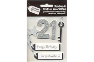 EXPRESS YOURSELF MIP Express Yourself DIY, self Adhesive, 21st Birthday Silver Topper - Ideal for Card Making, Scrapbooking, Papercrafts, Childrens Crafts etc
