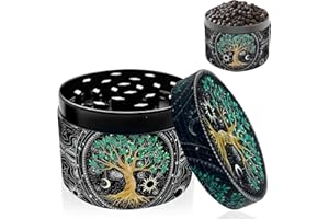 LEZEHEA Grinder Metalico para Hierbas y Especias, Hecho de duradero Aleación de zinc, Grinder de metal con filtro pala y cepillo - 50 mm (diseño de árbol)