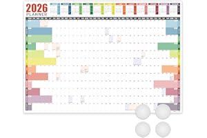 Giftinghouse 2026 Wall Planner A2 Laminated - Full Year Wall Planner 2026 UK - Wall Calendar 2026 with mount stickers for office, home and school by (42 x 59.4 cm) - A2 size.